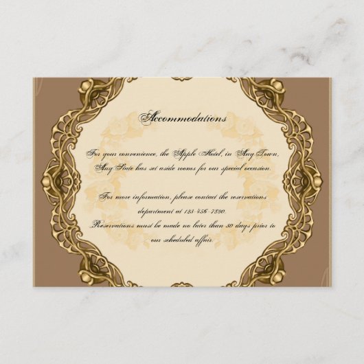 Viktorianischer Rahmen in GoldWedding-Beilage Begleitkarte (Vorderseite)