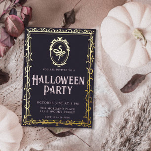Viktorianischer Rahmen Schlangen Halloween-Party Folieneinladung