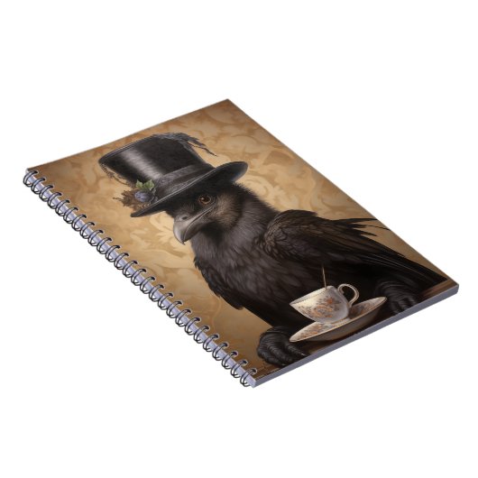 Viktorianischer Raven-Coffee - Ruled-Notebook Notizblock (Rechte Seite)