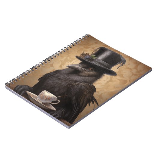 Viktorianischer Raven-Coffee - Ruled-Notebook Notizblock (Linke Seite)