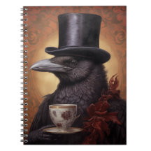 Viktorianischer Raven mit Top Hat genießt Kaffee -