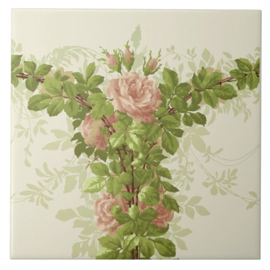 Viktorianischer Rosa Pose Fries Fliese (Vorderseite)