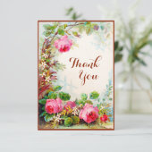 Viktorianischer Rosen-Hütten-Garten-freier Raum Dankeskarte (Stehend Vorderseite)
