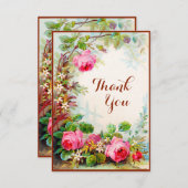 Viktorianischer Rosen-Hütten-Garten-freier Raum Dankeskarte (Vorne/Hinten)