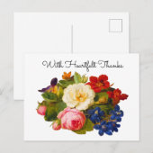 Viktorianischer Rosenstrauß mit herzlichem Dank Postkarte (Vorne/Hinten)
