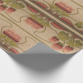 Viktorianischer roter Blumenfries Geschenkpapier (Ecke)