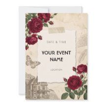 Viktorianischer Roter Rosen Vintage-Collage-Rahmen