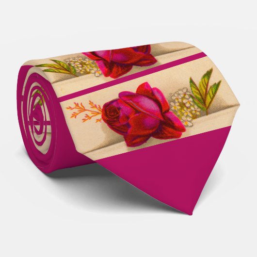 Viktorianischer roter Rosenprint Krawatte (Gerollt)