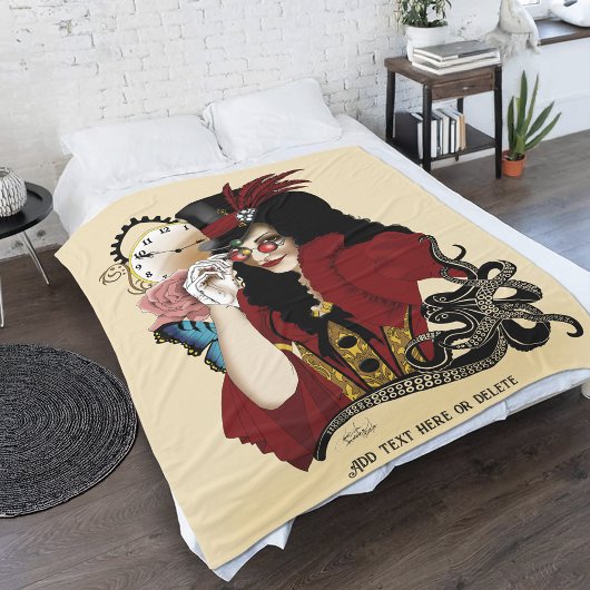 Viktorianischer Roter Steampunker Fleecedecke