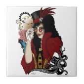 Viktorianischer Roter Steampunker Fliese (Vorderseite)