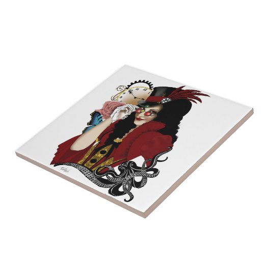 Viktorianischer Roter Steampunker Fliese (Seite)