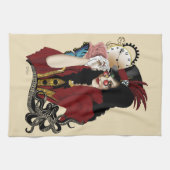 Viktorianischer Roter Steampunker Geschirrtuch (Horizontal)