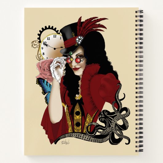 Viktorianischer Roter Steampunker Notizblock (Rückseite)