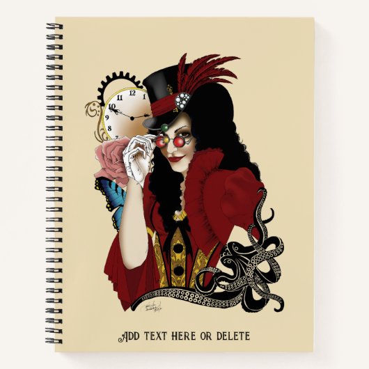 Viktorianischer Roter Steampunker Notizblock (Vorderseite)