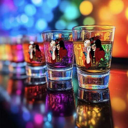 Viktorianischer Roter Steampunker Schnapsglas