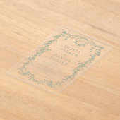 Viktorianischer Salbeigrüner Hochzeitsmonogramm Acryleinladungen (Ablage )
