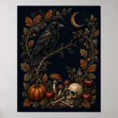 Viktorianischer Samhain-Raben-Botanik-Wandkunst Poster (Vorne)