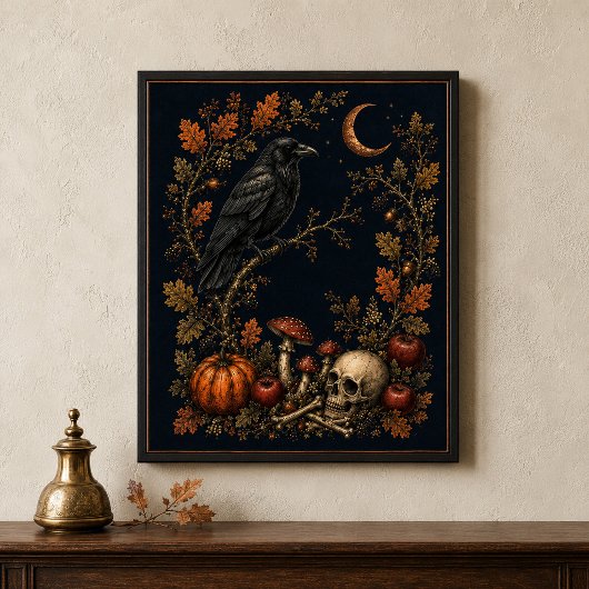 Viktorianischer Samhain-Raben-Botanik-Wandkunst Poster