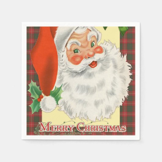 Viktorianischer Santa Claus Retro Weihnachten Serviette (Vorderseite)