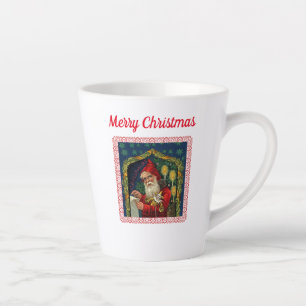 Viktorianischer Santa mit Spielzeug Kerzen Sternen Milchtasse