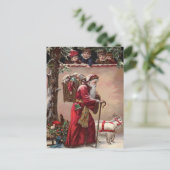 Viktorianischer Santa mit Ziegen Postkarte (Stehend Vorderseite)