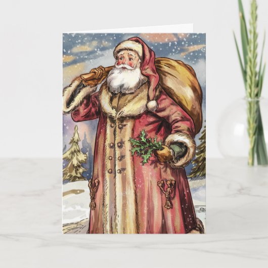 Viktorianischer Santa Santa Santa Santa Santa Dankeskarte (Vorderseite)