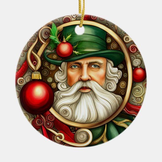 Viktorianischer Santa Santa Santa Santa Santa Keramik Ornament (Vorne)