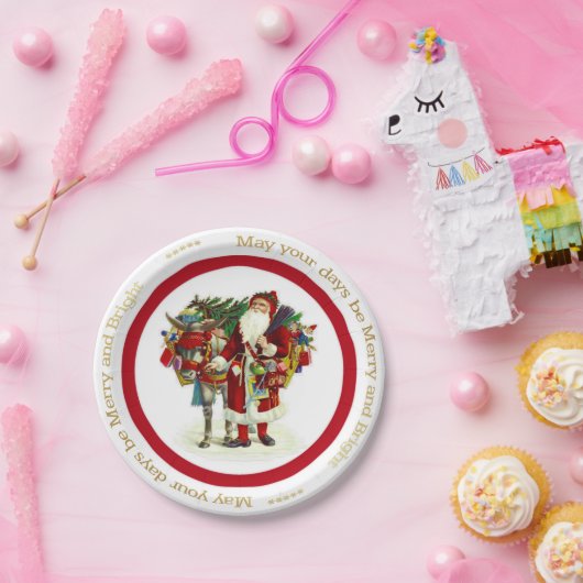 Viktorianischer Santa und Donkey Pappteller (Party)