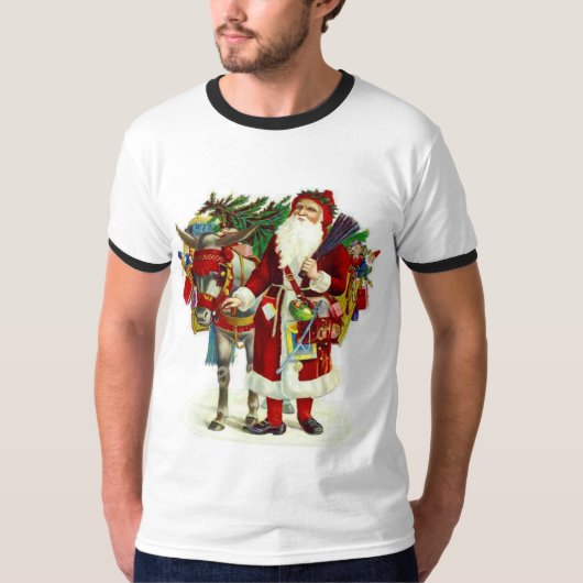 Viktorianischer Santa und Donkey T-Shirt (Vorderseite)