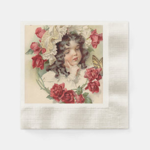 Viktorianischer Schatz mit roten Rosen Serviette