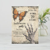 Viktorianischer Schmetterling | Skelett | Gothic H Einladung (Stehend Vorderseite)