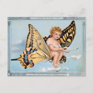 Viktorianischer Schmetterlings-Baby-Engel Postkarte