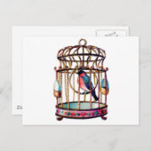 Viktorianischer Schrott Die Vogelkäfig Postkarte (Vorne/Hinten)