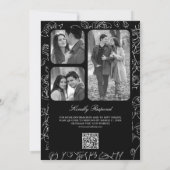 Viktorianischer schwarz-katholischer QR-Code Hochz Einladung (Rückseite)