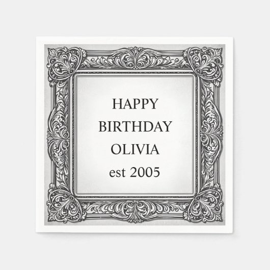 Viktorianischer Scroll Frame Napkin - elegant Serviette (Vorderseite)