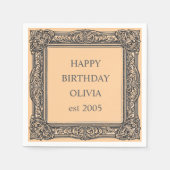 Viktorianischer Scroll Frame Napkin Eleganter Peac Serviette (Vorderseite)