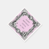 Viktorianischer Scroll Frame Napkin - Rosa Serviette (Ecke)