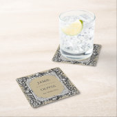 Viktorianischer Scroll Rahmen Napkin - mochafarben Rechteckiger Pappuntersetzer (Vor Ort)