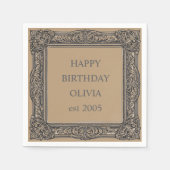 Viktorianischer Scroll Rahmen Napkin - mochafarben Serviette (Vorderseite)