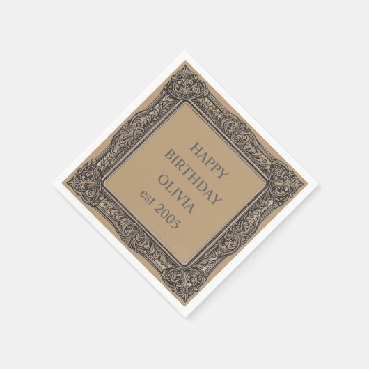 Viktorianischer Scroll Rahmen Napkin - mochafarben Serviette (Ecke)