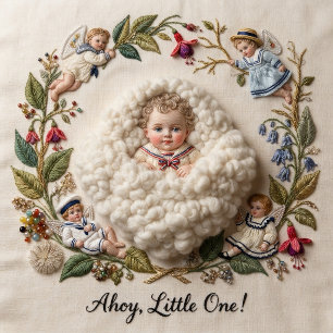 Viktorianischer Segler-Wollstickerei Ahoy Kleines Baby Strampler