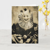 Viktorianischer, seltsamer Clown Lächeln Postkarte (Gelbe Blume)
