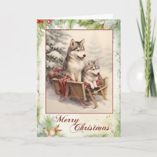 Viktorianischer Siberian Husky Welpe Weihnachten