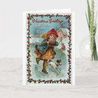 Viktorianischer Skater Weihnachtskarte