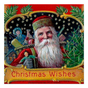 Viktorianischer St. Nick mit goldenen Sternen und Poster