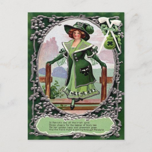 Viktorianischer St. Patrick's Day Postkarte (Vorderseite)