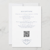 Viktorianischer Staubblauer QR-Code-Blumenhochzeit Einladung (Rückseite)