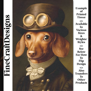 Viktorianischer Steampunk-Dachshund-Hund BF5 Decou Seidenpapier