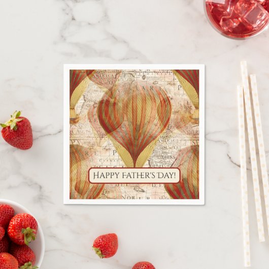 Viktorianischer Steampunk-Heißluftballon Vatertag Serviette (Beispiel)