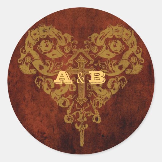 Viktorianischer Steampunk (Herz & Kreuz) Gefallen Runder Aufkleber (Vorderseite)